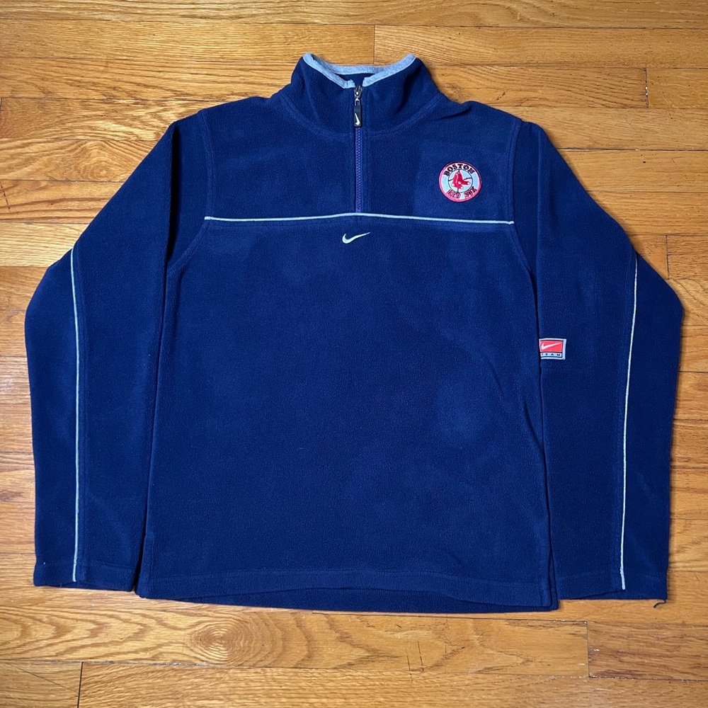 Vintage Team Nike Blue Half-Zip Pullover Red Sox